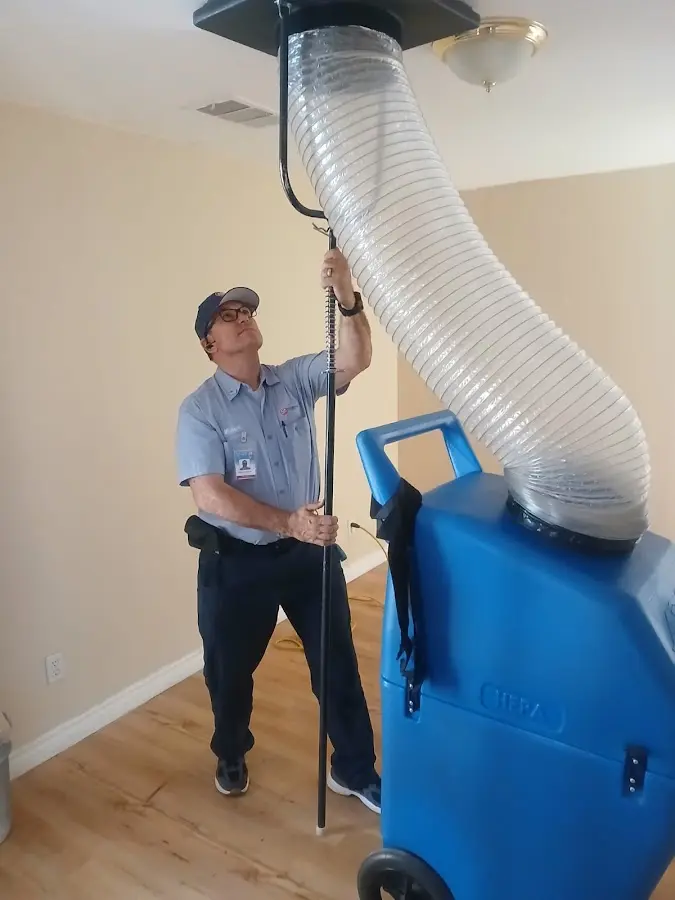 Mini Split Installation technician using HEPA equipment in Schererville